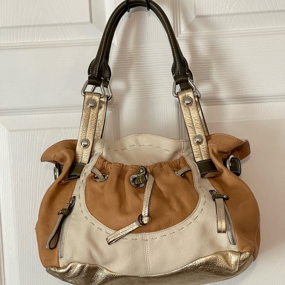 B Makowsky Lisbon Women's Handbag Purse Multicolor Leather Satchel Tote - Picture 3 of 16